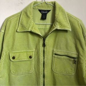 Rafaella Chartreuse Yellow Green Wide Wale Corduroy Zip Jacket